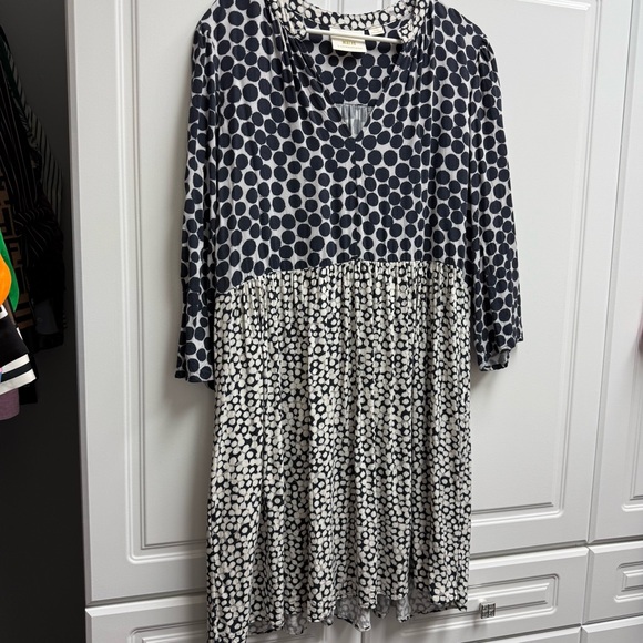 Maeve Dresses & Skirts - Anthropology Maeve Black and White Polka Dot Dress XL